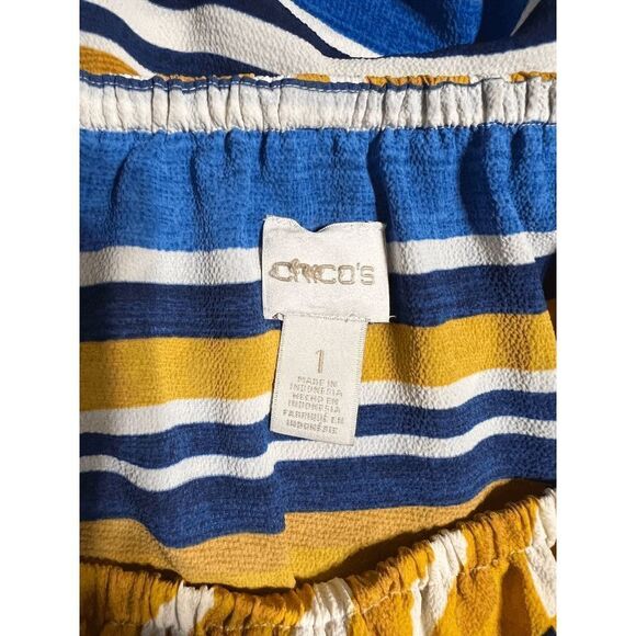 Chico's Off the Shoulder Striped Long Sleeve Blouse 10 - Picture 3 of 3